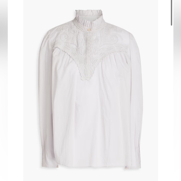 NWOT Ba&Sh paneled broderie anglaise cotton shirt “size 0” or US 2 - Picture 3 of 11